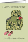 Happy Retirement Marine Camouflage Armchair Cartoon Humor card