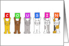 National Cousins Day July 24th Cute Cartoon Cats Holding Letters card