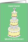 Easter Wedding Anniversary Cake with Bunny and Carrot Decorations card
