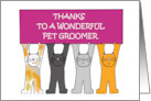 Thanks to Pet Groomer Cartoon Cats Holding a Banner card