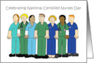 Certified Nurses Day March 19th Cartoon Group Wearing Scrubs card