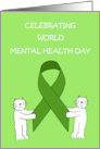 World Mental Health Day October 10th Cats and Green Ribbon card