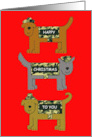 Happy Christmas Cartoon Dogs Wearing Camouflage Coats and Hats card