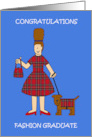 Congratulations to Fashion Graduate Lady and Dog in Matching Outfits card