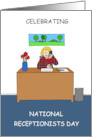 National Receptionists Day Cartoon Lady at Her Office Desk card