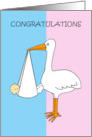 Gender Reveal Baby Shower Congratulations Gift Stork and Baby Fun card