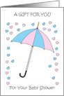 Gender Reveal Baby Shower Congratulations Umbrella and Confetti card