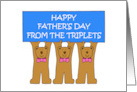 Happy Father’s Day From Triplet Girls Cute Cartoon Bears card