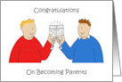 Congratulations to New Parents Gay Male Couple Celebrating card