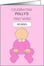 Baby’s First Word to Customize with Any Name and Word Baby Girl card