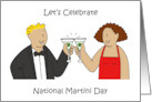 National Martini Day June 19th Cartoon Couple with Cocktails card