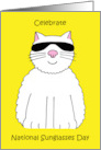 National Sunglasses Day June 27th Cartoon Cat in Shades card