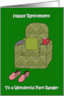 Happy Retirement to Park Ranger Cartoon Armchair card