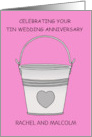 Tin Wedding Anniversary 10 Years Cartoon to Personalize card