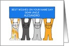 Best Wishes on Name Day Uncle to Personalize any Name Cute Cats. card