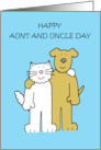 Uncle and Aunt Day July 26th Cute Cartoon Cat and Dog card