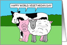 World Vegetarian Day, October 1st, Talking Cartoon Farm Animals. card