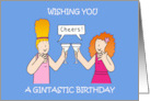 Gin Lover’s Happy Birthday Cartoon Fun for Her Female Friends card