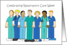 Respiratory Care Week October Cartoon Group Wearing Scrubs card