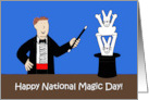 National Magic Day Humor October 31st Cartoon Magicain and Rabbits card