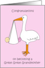 Great Great Grandmother Congratulations Baby Girl Cartoon Stork card