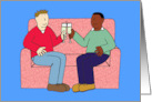 Happy Birthday to Gay Boyfriend Interracial Cartoon Couple card