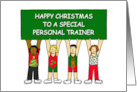 Happy Christmas to Personal Trainer Cartoon Group of Clients card