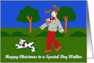 Happy Christmas to Wonderful Dog Walker Cute Cartoon Humor card