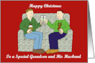 Happy Christmas to Grandson and His Husband Cartoon Male Couple card