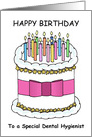 Happy Birthday to Dental Hygienist Cake and Candles, card