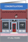 Congratulations New Owner of Shop Cartoon Building card