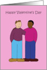 Happy Valentine’s Day Gay Interracial Male Couple Cartoon card