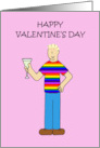 Happy Valentine’s Day Gay Male Humor Man in Rainbow T-shirt card
