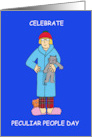 Peculiar People Day January 10th Eccentric Lady with Cats Cartoon card