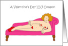 Valentine’s Day IOU Coupon Sexy Cartoon Lady Wearing Hearts card
