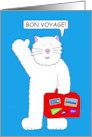 Bon Voyage for Child Cartoon White Cat with Red Suitcase card