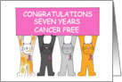 Seven Years Cancer Remission Congratulations Pink Ribbon Cartoon Cats card