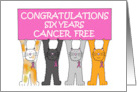 Six Years Cancer Remission Congratulations Pink Ribbon Cartoon Cats card