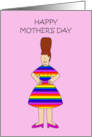 Happy Mother’s Day Cartoon Gay Mother Wearing a Rainbow Dress card