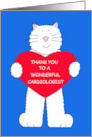 Thank You to Wonderful Cardiologist Cartoon Cat with Heart card