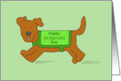 Happy St. Patrick’s Day Cute Cartoon Dog in a Green Coat card