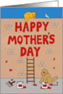 Happy Mother’s Day Cartoon Graffiti with Fun Cat and Dog card