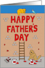 Happy Father’s Day Cartoon Graffiti with Fun Cat and Dog card