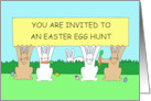 Easter Egg Hunt Invitation Cartoon Bunnies Carrots and Eggs card