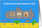 National Submarine Day April 11th Underwater Cartoon card