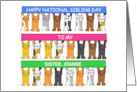 National Sibling Day April 10th Cartoon Cats to Personalize Any Name card