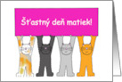 Happy Mother’s Day in Slovakian Cartoon Cats Holding a Banner card