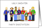 Ugly Sweater Christmas Party Invitation Cartoon Group of People card