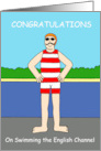 Congratulations on Swimming the English Channel Retro Cartoon card