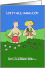 World Naked Gardening Day May Naked Couple Gardening Cartoon card